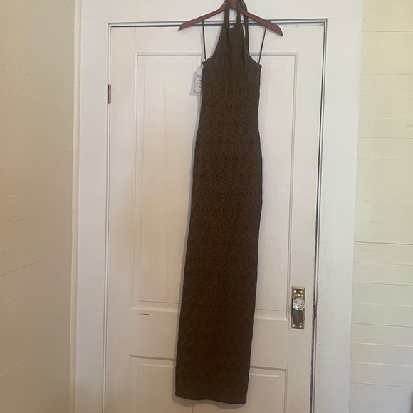 New Ronny Kobo Kaiden Pointelle Knit Halter Sheath Maxi Dress size Medium - Picture 3 of 10